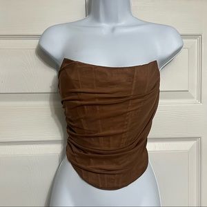 Women’s chocolate brown mesh bustier corset